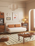Beige 3-in-1 Convertible Sofa Bed in Cotton Linen & Technology Velvet