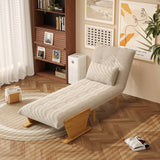 WEHOMZ Beige Folding Sofa Bed 3-in-1 Convertible, Cotton-Linen & Light Wood Armrests