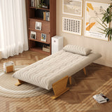 WEHOMZ Beige Folding Sofa Bed 3-in-1 Convertible, Cotton-Linen & Light Wood Armrests