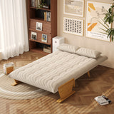 WEHOMZ Beige Folding Sofa Bed 3-in-1 Convertible, Cotton-Linen & Light Wood Armrests