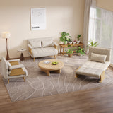 WEHOMZ Beige Folding Sofa Bed 3-in-1 Convertible, Cotton-Linen & Light Wood Armrests