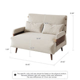 WEHOMZ 3-in-1 Convertible Futon Sofa Bed & Recliner with Wood Frame - Beige and Walnut