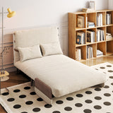 WEHOMZ 3-in-1 Convertible Futon Sofa Bed & Recliner with Wood Frame - Beige and Walnut