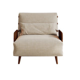 WEHOMZ 3-in-1 Convertible Futon Sofa Bed & Recliner with Wood Frame - Beige and Walnut