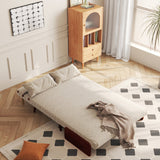 WEHOMZ 3-in-1 Convertible Futon Sofa Bed & Recliner with Wood Frame - Beige and Walnut