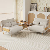 WEHOMZ 3-in-1 Convertible Futon Sofa Bed & Recliner with Wood Frame - Beige and Walnut