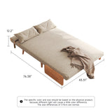 WEHOMZ 3-in-1 Convertible Futon Sofa Bed & Recliner with Wood Frame - Beige and Walnut
