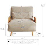 WEHOMZ 3-in-1 Convertible Futon Sofa Bed & Recliner with Wood Frame - Beige and Walnut