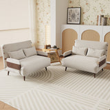 WEHOMZ 3-in-1 Convertible Futon Sofa Bed & Recliner with Wood Frame - Beige and Walnut