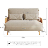 WEHOMZ 3-in-1 Convertible Futon Sofa Bed & Recliner with Wood Frame - Beige and Walnut