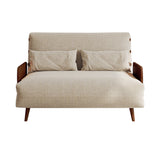 WEHOMZ 3-in-1 Convertible Futon Sofa Bed & Recliner with Wood Frame - Beige and Walnut