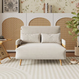 WEHOMZ 3-in-1 Convertible Futon Sofa Bed & Recliner with Wood Frame - Beige and Walnut