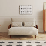 WEHOMZ 3-in-1 Convertible Futon Sofa Bed & Recliner with Wood Frame - Beige and Walnut