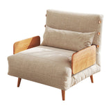 WEHOMZ 3-in-1 Convertible Futon Sofa Bed & Recliner with Wood Frame - Beige and Walnut