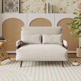 WEHOMZ 3-in-1 Convertible Futon Sofa Bed & Recliner with Wood Frame - Beige and Walnut