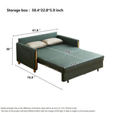 WEHOMZ 3-in-1 Convertible Sleeper Sofa - Modern Green Fabric Couch with Storage