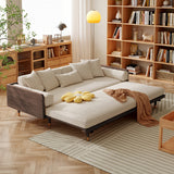 3 Seater Sofa Bed with Wooden Frame – Pull-Out Design, Modern Convertible Couch