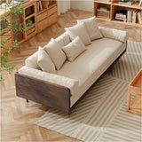 WEHOMZ Walnut 3 Seater Sofa Bed – Modern Japandi Style Convertible Couch with Wooden Frame