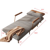 Convertible Sofa Chair & Bed in Breathable Cotton Fabric - Modern Brown & Grey with Metal Legs