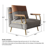 Convertible Sofa Chair & Bed in Breathable Cotton Fabric - Modern Brown & Grey with Metal Legs