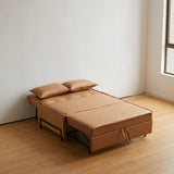 Brown Modern Double Loveseat Sleeper Sofa Bed in Durable Fabric & Metal Legs