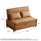 Brown Modern Double Loveseat Sleeper Sofa Bed in Durable Fabric & Metal Legs