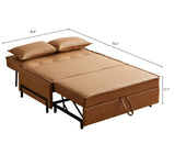 Brown Modern Double Loveseat Sleeper Sofa Bed in Durable Fabric & Metal Legs