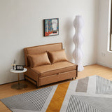 Brown Modern Double Loveseat Sleeper Sofa Bed in Durable Fabric & Metal Legs
