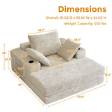 WEHOMZ Modern Oversize Chaise Lounge Sofa Bed in Corduroy with Stackable Ottoman & Storage Features - Available in Caramel, Blue-Gray, Beige