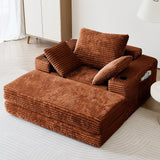 WEHOMZ Modern Oversize Chaise Lounge Sofa Bed in Corduroy with Stackable Ottoman & Storage Features - Available in Caramel, Blue-Gray, Beige