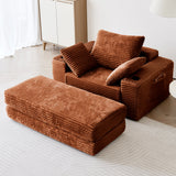 WEHOMZ Modern Oversize Chaise Lounge Sofa Bed in Corduroy with Stackable Ottoman & Storage Features - Available in Caramel, Blue-Gray, Beige