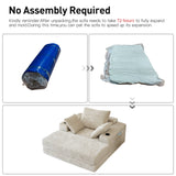 WEHOMZ Modern Oversize Chaise Lounge Sofa Bed in Corduroy with Stackable Ottoman & Storage Features - Available in Caramel, Blue-Gray, Beige