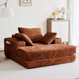 WEHOMZ Modern Oversize Chaise Lounge Sofa Bed in Corduroy with Stackable Ottoman & Storage Features - Available in Caramel, Blue-Gray, Beige