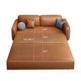 WEHOMZ Modern Faux Leather Convertible Sofa Bed with Storage & Metal Frame