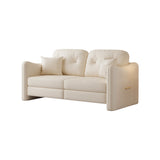 Modern Beige Sofa with Solid Wood Frame & Faux Leather Upholstery
