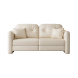 Modern Beige Sofa with Solid Wood Frame & Faux Leather Upholstery
