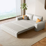 Modern Leather Sleeper Sofa with Storage in Light Gray & Orange - Comfortable & Stylish