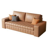 Modern Leather Sleeper Sofa with Storage in Light Gray & Orange - Comfortable & Stylish