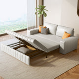 Modern Leather Sleeper Sofa with Storage in Light Gray & Orange - Comfortable & Stylish
