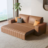 Modern Leather Sleeper Sofa with Storage in Light Gray & Orange - Comfortable & Stylish