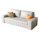 Modern Leather Sleeper Sofa with Storage in Light Gray & Orange - Comfortable & Stylish
