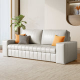 Modern Leather Sleeper Sofa with Storage in Light Gray & Orange - Comfortable & Stylish