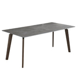 Luxury Minimalist Rectangular Dining Table for 6 - Sintered Stone Top & Solid Ash Wood Base