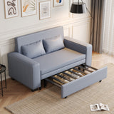WEHOMZ Grey Leathaire Sleeper Sofa Bed with Storage & Foam Cushion
