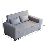 WEHOMZ Grey Leathaire Sleeper Sofa Bed with Storage & Foam Cushion