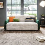 Modern Convertible Sofa Bed with Storage & Optional Cushions in Brown, Gray, Green