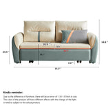 Modern Folding Leisure Sofa Bed in Green & White with Storage Pocket