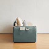 Modern Folding Leisure Sofa Bed in Green & White with Storage Pocket
