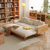 82.68 Inches Modern Retractable Solid Wood Sleeper Sofa Bed