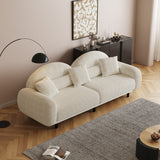 Modern White Sherpa 84" Upholstered Sofa with Black Solid Wood Legs & Soft Foam Cushion